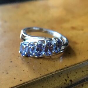 Natural Tanzanite Sterling Silver Ring Size 6